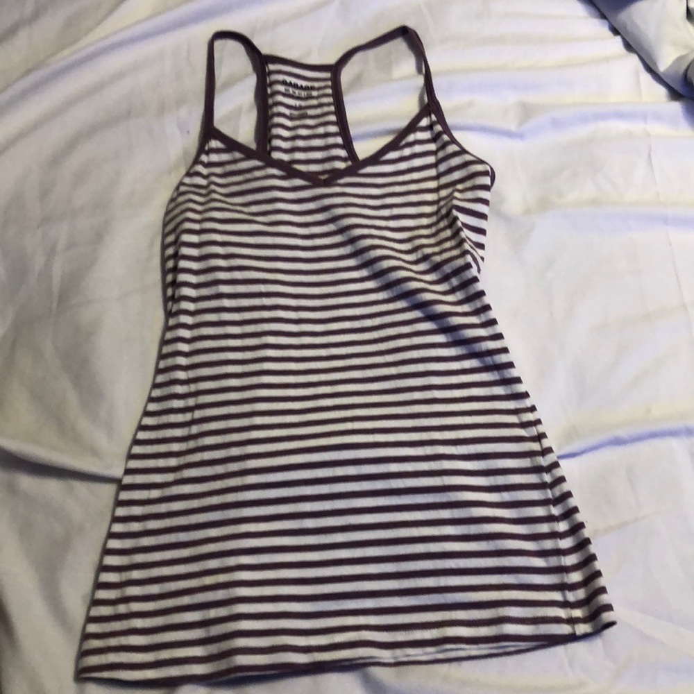 Garage purple and white striped tank top